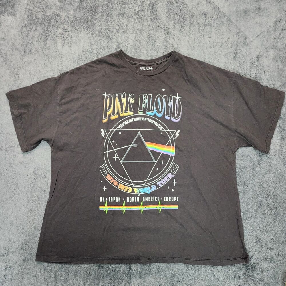 Pink Floyd World Tour 72 Reprint Men's Black T-Shirt Size XL